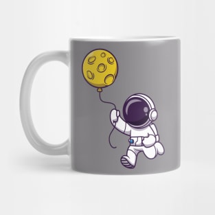 Astronaut Holding Moon Balloon Cartoon Mug